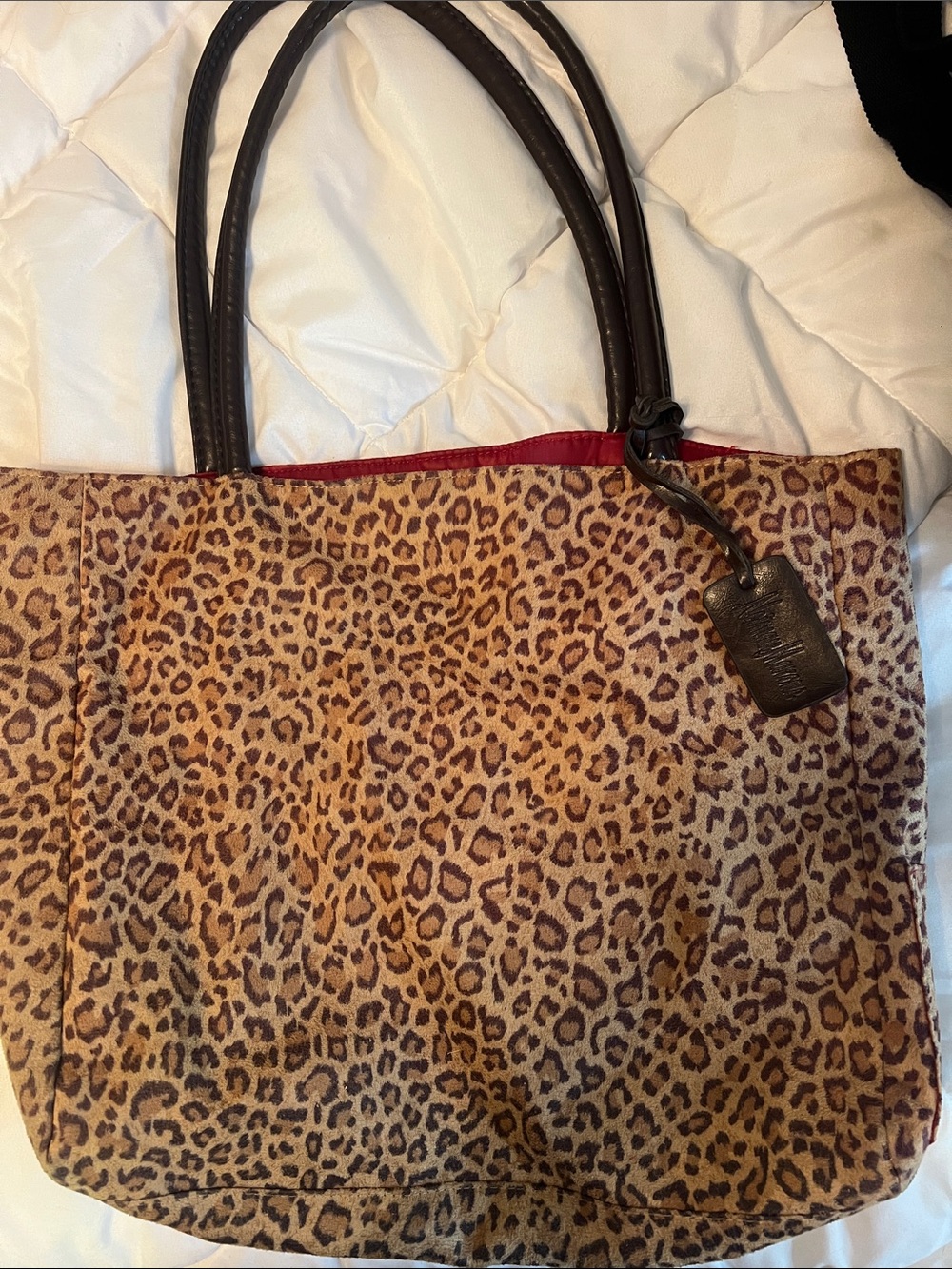 Vintage leopard-print tote bag from Neiman Marcus